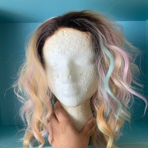 Webster wigs lace front unit! Rainbow pastel rave baby 🦄